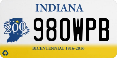 IN license plate 980WPB