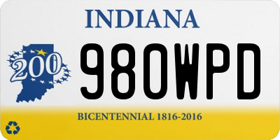 IN license plate 980WPD