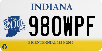 IN license plate 980WPF