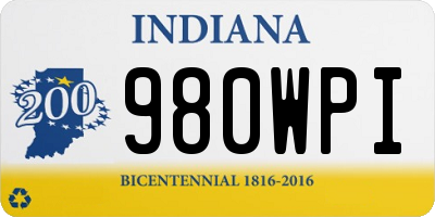 IN license plate 980WPI
