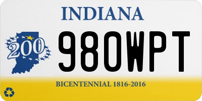 IN license plate 980WPT