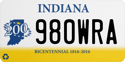 IN license plate 980WRA