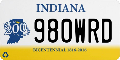 IN license plate 980WRD