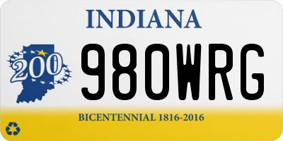 IN license plate 980WRG