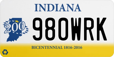 IN license plate 980WRK