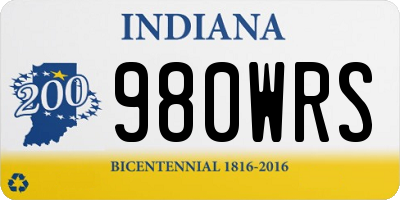 IN license plate 980WRS