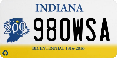 IN license plate 980WSA
