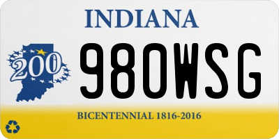 IN license plate 980WSG