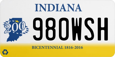 IN license plate 980WSH
