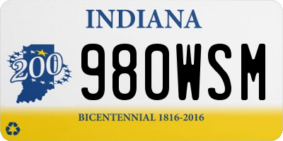 IN license plate 980WSM