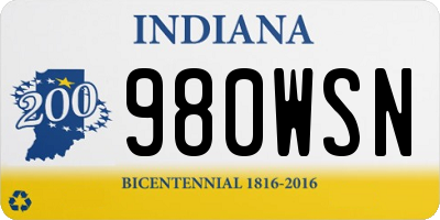 IN license plate 980WSN
