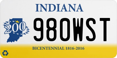 IN license plate 980WST
