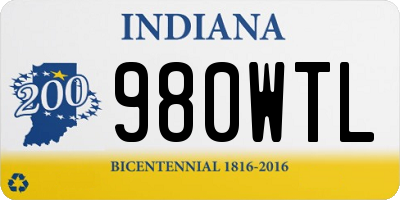 IN license plate 980WTL