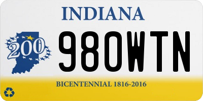 IN license plate 980WTN