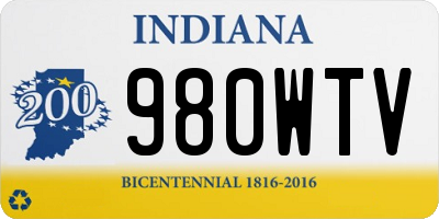 IN license plate 980WTV