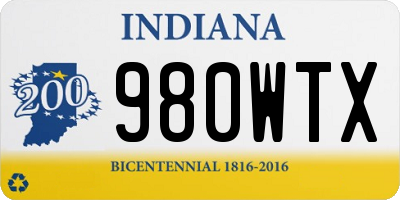 IN license plate 980WTX