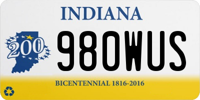 IN license plate 980WUS