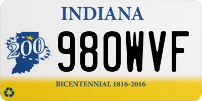 IN license plate 980WVF
