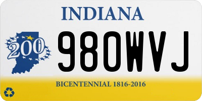 IN license plate 980WVJ