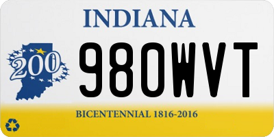 IN license plate 980WVT