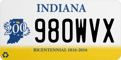 IN license plate 980WVX