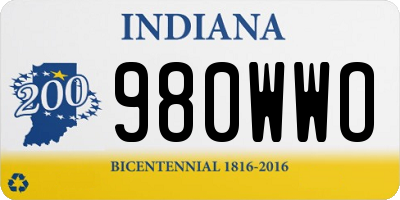 IN license plate 980WWO