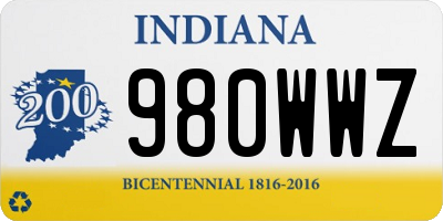 IN license plate 980WWZ