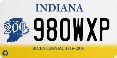 IN license plate 980WXP