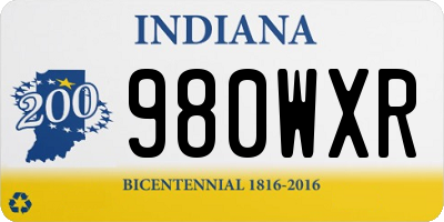 IN license plate 980WXR