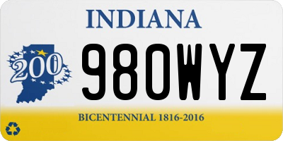 IN license plate 980WYZ