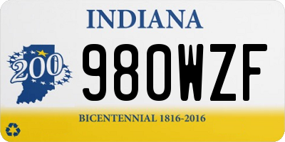 IN license plate 980WZF