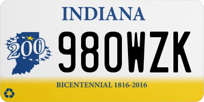 IN license plate 980WZK