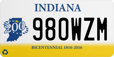 IN license plate 980WZM