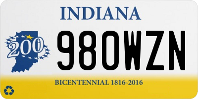 IN license plate 980WZN