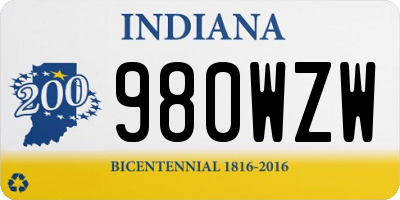 IN license plate 980WZW