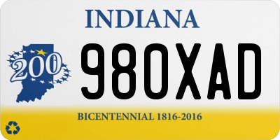 IN license plate 980XAD