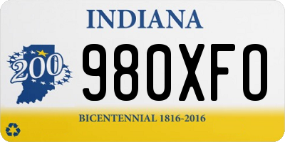 IN license plate 980XFO