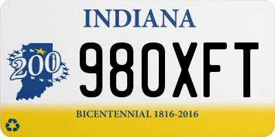 IN license plate 980XFT