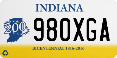 IN license plate 980XGA