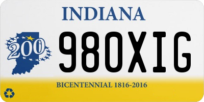 IN license plate 980XIG
