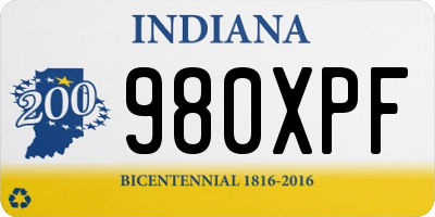 IN license plate 980XPF