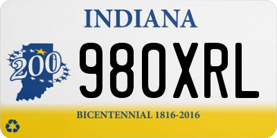 IN license plate 980XRL