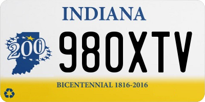 IN license plate 980XTV