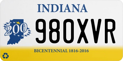 IN license plate 980XVR
