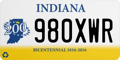 IN license plate 980XWR