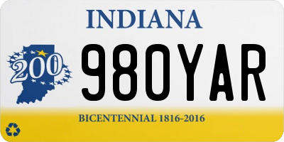 IN license plate 980YAR