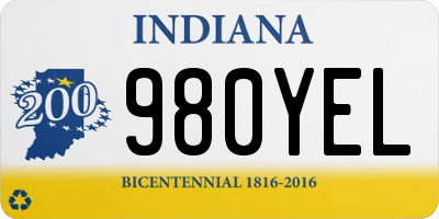 IN license plate 980YEL