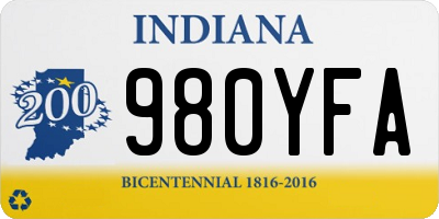 IN license plate 980YFA