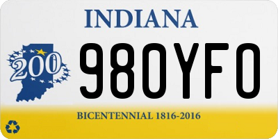 IN license plate 980YFO