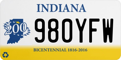 IN license plate 980YFW